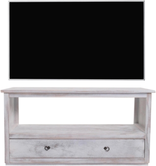 TV-Rack Fernsehtisch Lowboard TV-Regal, Shabby-Look, Vintage ~ weiß