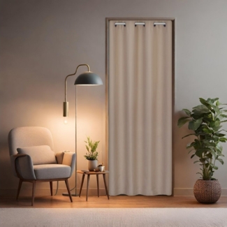 tinycurtains Türvorhang für alle gängigen Türgrößen, Thermovorhang (ohne Stange) Türgardine, Ösen (1 St), abdunkelnd, 100% Polyester, modern blickdicht beige Driftwood 200x150cm für Tür, Schrank & Fenster