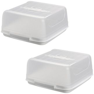 Engelland Kuchentransportbox Kleine Kuchenbox mit transparentem Deckel, Kunststoff, (Vorteils-Set, 2-tlg, sicheres Transportieren), mit Tragegriff und Klickverschluss, BPA-frei, rechteckig, Kunststoff