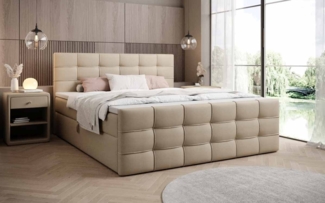 Luxusbetten24 Boxspringbett Luxor Kunstleder, mit Stauraum