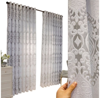 BYSURE Gardine, Ösen (2 St), halbtransparent, bestickter Vorhang