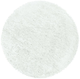 Hochflor Teppich Francesca rund - 80 cm Durchmesser - Weiß