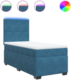 vidaXL Boxspringbett mit Matratze Blau 90x200 cm Samt 3293108
