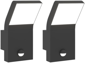 vidaXL LED-Außenwandleuchten mit Sensor 2 Stk. Schwarz Aludruckguss 4006271