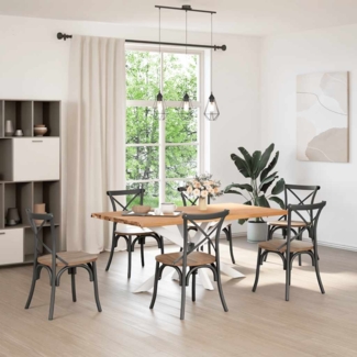 vidaXL Esstisch mit Baumkanten 180 x 100 x 74 cm Massivholz Eiche Rechteck 3304501