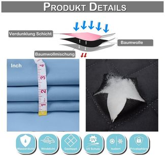 Sunicol Gardine Blickdicht Thermovorhang mit Ösen, Verdunklungsvorhänge Kälteschutz (1 St), 7 Farben, Wärmeisolierend Gardinen für Wohnzimmer Schlafzimmer