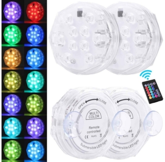 MUPOO Pool-Lampe IP68 LED Unterwasserleuchte RGB, Pool Beleuchtungen mit Fernbedienung, 4 Stück, Für Pool,Teich,Aquarium & Weihnachten,Garten,Party Deko