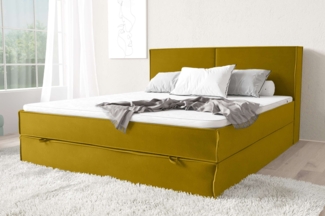 99rooms Samson Boxspringbett 180x200 cm Velours KRONOS Gelb Taschen-Federung