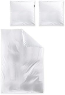 Irisette Mako-Satin uni Bettwäsche Set uni Paris 8000 weiss 200x220 cm + 2 x Kissenbezug 80x80 cm