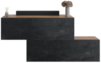 Planetmöbel Garderoben-Set 2x Hängeschrank WEST 100 cm gold eiche / schwarz charcoal, (Garderobenschrank, Wandgarderobe hängend oder stehend), in verschiedenen Farben