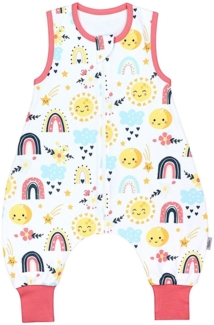 TupTam Sommerschlafsack Baby mit Füßen – Leichter Schlafsack Baby Sommer 0.5 TOG, Oeko-TEX, Farbe: Regenbogen Sonne Mond Blume Sternschnuppe, Größe: 80-86