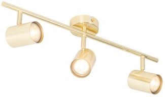 Qazqa LED Aufbaustrahler Jeana, ohne Leuchtmittel, GU10, Messing, Modern, Stahl, 3-flammig