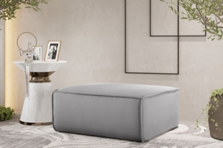 Polsterhocker Designerhocker CELES PREMIUM 105x105 cm Stoff Opera Velvet Hellgrau