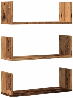 vidaXL Wandregale 3 Stk. Altholz-Optik 58x18x18 cm Holzwerkstoff 853288