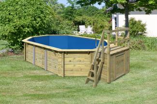 Karibu Pool Modell 4B Classic 400x692 cm, Holz kdi mit blauer Poolfolie