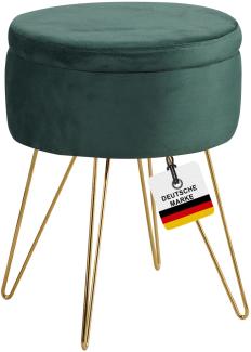 Albatros Hocker mit Stauraum Cannes Sitzhocker mit Stauraum, Modernes Design, Edler Samt-Bezug Sitztruhe Sitzbank mit Stauraum  optimal als Fußhocker Hocker Schminktisch, Grün