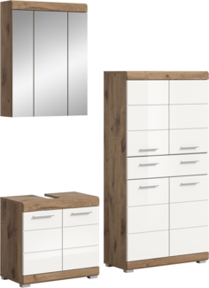 Xonox Wave Badkombination (B/H/T 149x191x34 cm) in weiß Hochglanz tiefzieh und Nox Oak Nachbildung