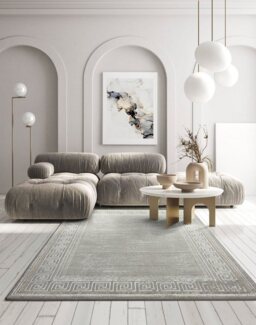 TaraCarpet Teppich TaraCarpet Designerteppich Florida Bordüre, rechteckig, Höhe: 10 mm, moderner Palme creme Wohnzimmer Schlafzimmer Kinderzimmer 080x150 cm