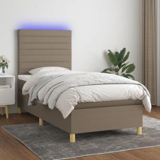 vidaXL Boxspringbett mit Matratze & LED Taupe 90x190 cm Stoff 3135481