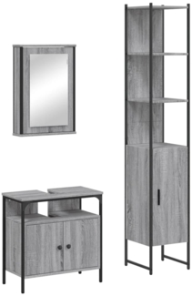 vidaXL 3-tlg. Badmöbel-Set Grau Sonoma Holzwerkstoff 3214798
