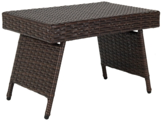 COSTWAY Rattantisch klappbar mit PVC-Platte, Braun, 60 x 40 x 40 cm