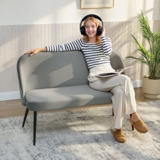 Kleines Sofa modern, minimalistisch, samtartiger Bezug, hohe Beine, bis 220kg, verstellbare Füße, 127cm breit, gemütlich