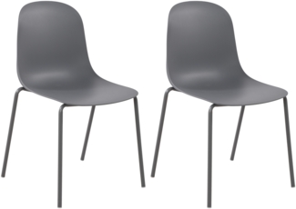 CLP 2er Set Stühle Hardin, stapelbare gartenstühle, wetterfest und UV-beständig,dunkelgrau