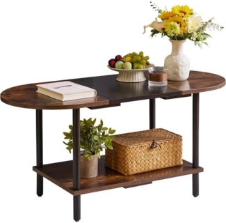 Aibiju ovale Couchtisch Beistelltisch Rustikales Braun/Schwarz mit Beinen