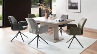 Massivart® Polsterstuhl drehbar, Esszimmerstuhl, Chenille-Optik, Armlehne, »Greyton«, gepolsterte Armlehnen · Metallgestell schwarz matt · mit Nivellierung