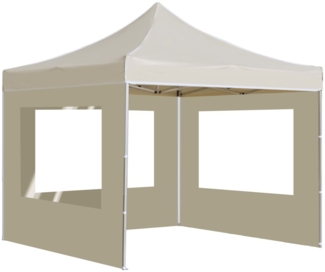 vidaXL Profi-Partyzelt Faltbar mit Wänden Aluminium 3x3 m Creme 45486