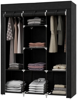 MC Star Stoffschrank mit Kleiderstange 8 Ebenen 125x43x162,5cm hellgrau platzsparender (Faltschrank für Flur & Schlafzimmer)