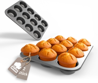 BigDean 2er Set Muffin Backform antihaftbeschichtet Muffinform Muffinblech aus Carbonstahl