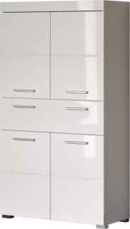 trendteam Midischrank Amanda (Schrank in weiß Hochglanz, 4-türig, 73 x 132 cm) mit viel Stauraum