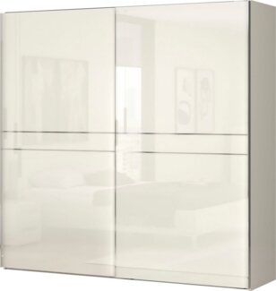 Places of Style Schwebetürenschrank Piano, FSC-zertifiziert, mit Einlegeböden und Kleiderstangen (in 3 Breiten, 224cm hoch, mit verchromten Aufleistungen) UV lackiert, hochglänzend, mit Soft-Close Funktion, in beige oder weiß