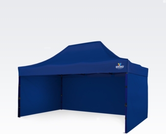 Faltpavillon wasserdicht 3x4,5m - mit 3 Wänden - Blau