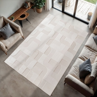 Ayyildiz Teppiche Teppich DOHA 1651, rechteckig, Höhe: 4 mm, 3D Hoch-Tief-Effekt, leichter Kurzflor, Läufer, In- und Outdoor