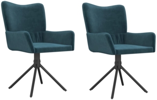 Esszimmerstühle 2 Stk. Drehbar Blau Samt, Drehbar [344808]