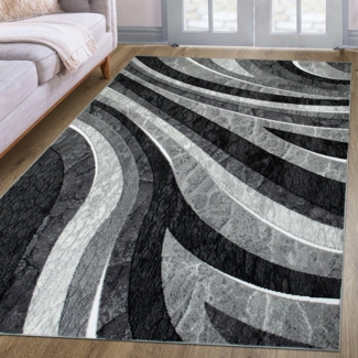 my home Teppich Livil, modernes Wellen-Design, rechteckig, Höhe: 8 mm, 3D-Effekt, Kurzflor, Wohnzimmer, Esszimmer, Schlafzimmer