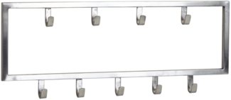 Kadima Design Wandgarderobe aus poliertem Stahl in Silber, Platzsparendes, stilvolles Wohnaccessoire. 50x4x20 cm