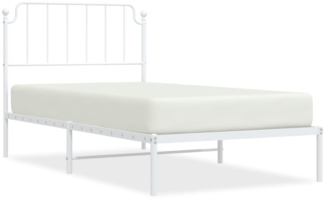 vidaXL Bettgestell mit Kopfteil Metall Weiß 100x190 cm 373930