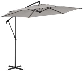 Bizzotto Ampelschirm TROPEA, Hellgrau, Ø 300 cm, Aluminium, Drehbar, Schwenkbar, Höhenverstellbar, mit Plattenständer, Polyester