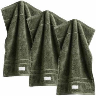 GANT Gästetuch, 3er Pack - Organic Premium Towel, Handtuch, Frottee Grün 30x50cm