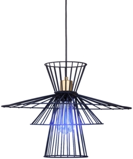 RGB LED Hängeleuchte, Metalldraht, schwarz, D 45 cm