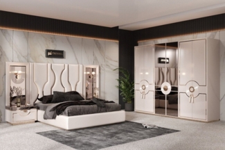 JVmoebel Schlafzimmer-Set Modern Schlafzimmer Set 5 tlg. Bett Kleiderschrank Schminktisch Sofort, (5-tlg)