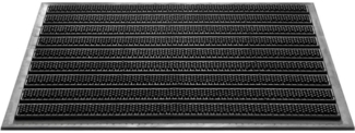 matches21 HOME & HOBBY Fußmatte Bürsten Fussabtreter Streifen schwarz als Outdoor Gummi-Matte, rechteckig, Höhe: 10 mm, Wetterfeste 40x60 cm Aussen-Bereich Türmatte als Schmutzfangmatte