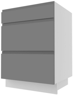 Schubladenunterschrank AVELLINO 60x50x82cm Teilauszug grifflos super matt Farbe wählbar (AV-D3M/60)