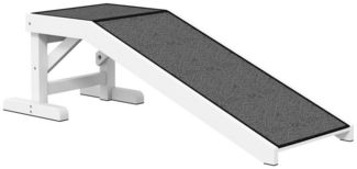 MC Star Hunderampe Haustierrampe mit rutschfestem Teppich Haustierleiter für Hund (für Hund bis 30 kg Kiefernholz Polyester Weiß+Grau 125 x 40 x 35,5 cm)