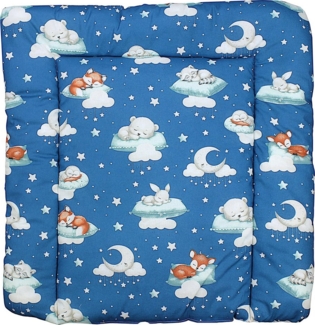 TupTam Baby Wickeltischauflage mit Baumwollbezug Gemustert, Farbe: Schlafende Baby Tiere/Dunkelblau, Größe: 70x50 cm
