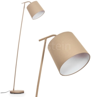hofstein Stehlampe Stehlampe aus Metall/Stoff in Beige/Weiß, ohne Leuchtmittel, mit rundem Schirm (25 cm) u. Fußschalter, 1 x E27, ohne Leuchtmittel