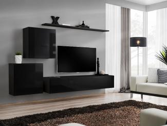 Hängende Wohnwand Switch V in Schwarz 250 x 150 cm 4-teilig